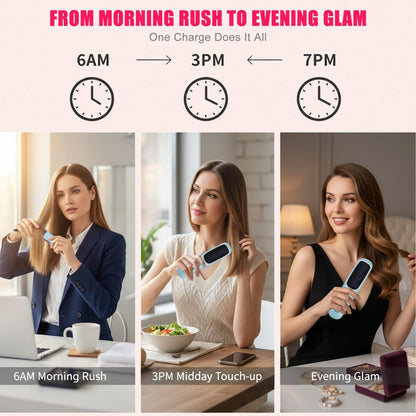 Premium Wireless Hair Styling Straightener Brush_High Quality Battery time