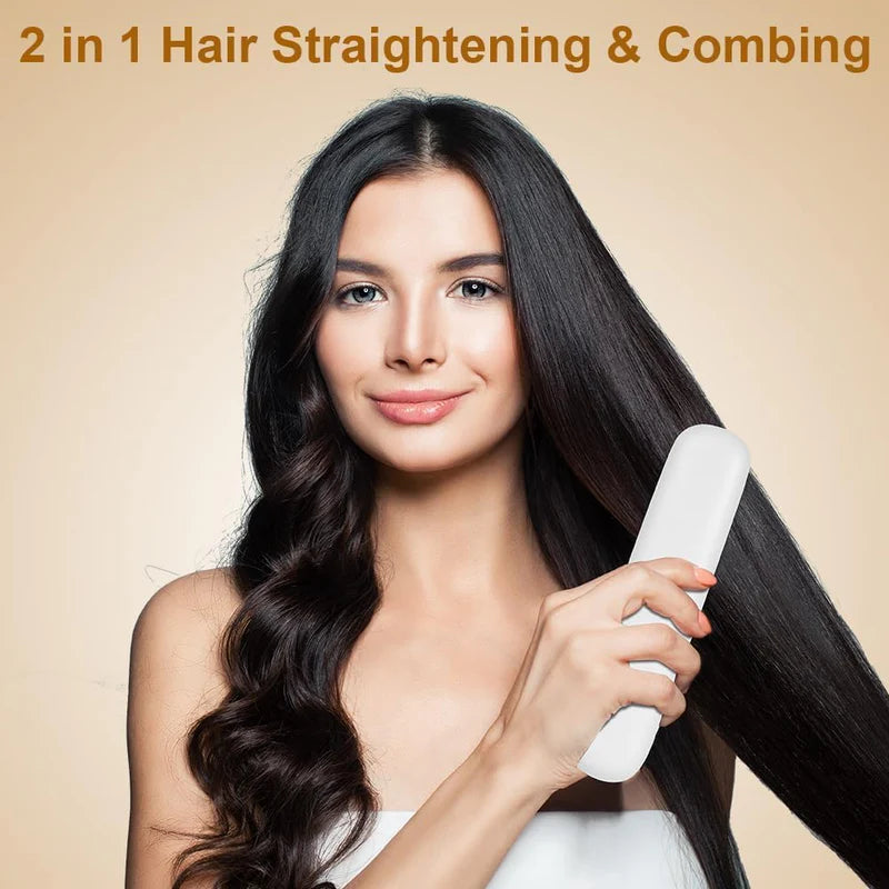 Premium Wireless Hair Styling Straightener Brush_High Quality Battery time