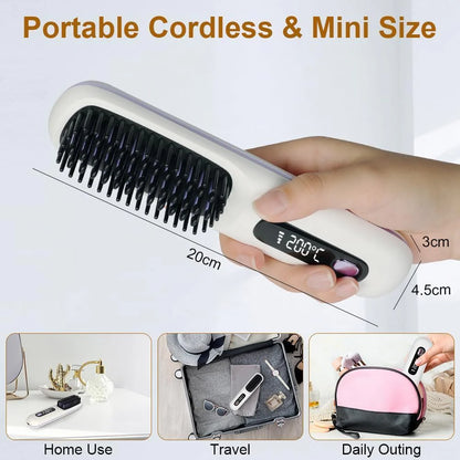 Premium Wireless Hair Styling Straightener Brush_High Quality Battery time